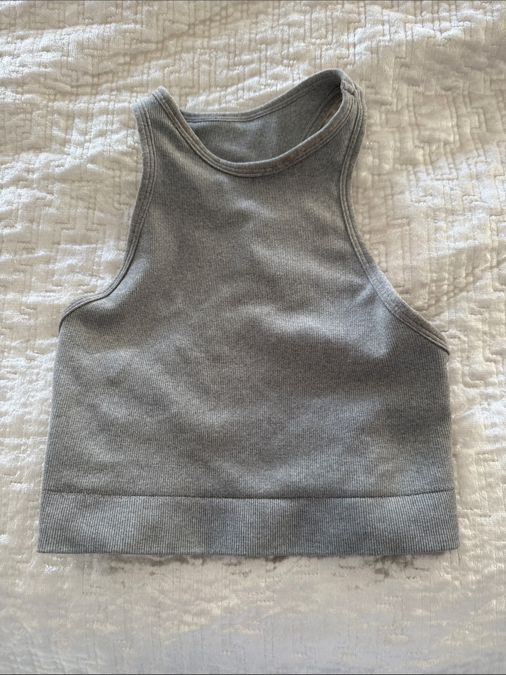 Bombshell Sportswear Gray Ribbed Crop Tank